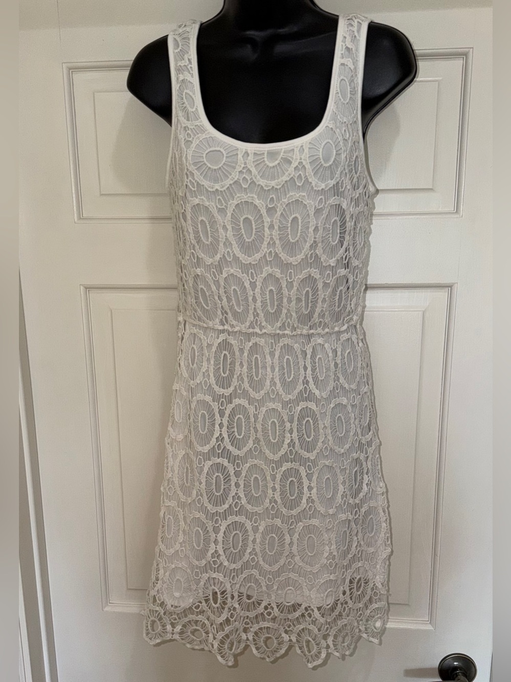 LC Lauren Conrad | Keyhole Back, Fully Lined with Boho Overlay White Dress